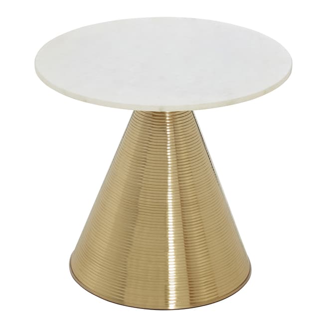 Fifty Five South Martini Table, White Marble Top, Gold Finish Base