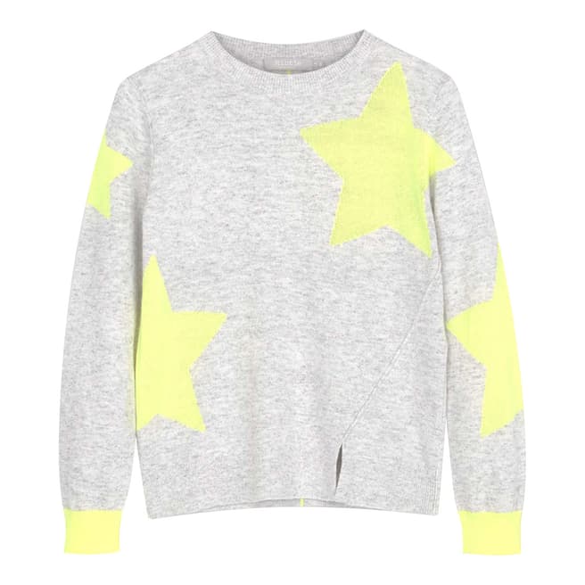 Mint Velvet Grey & Neon Yellow Star Cotton Blend Jumper