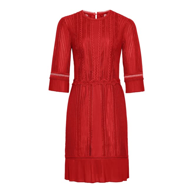 Reiss Red Freya Lace Dress