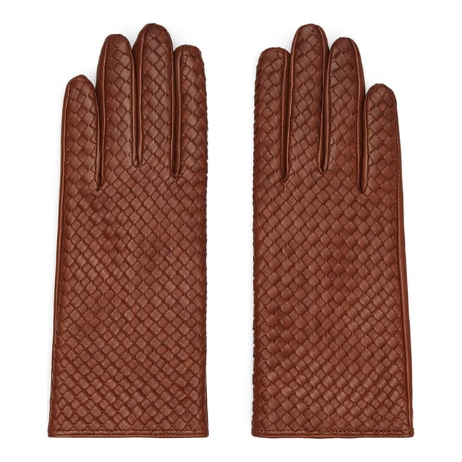Reiss Tan Woven Leather Milly Gloves