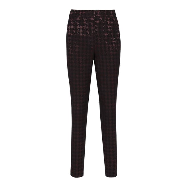 Reiss Black/Deep Red Laura Dogtooth Trousers