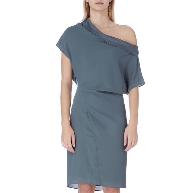 Reiss Blue Camilla Asymmetric Dress