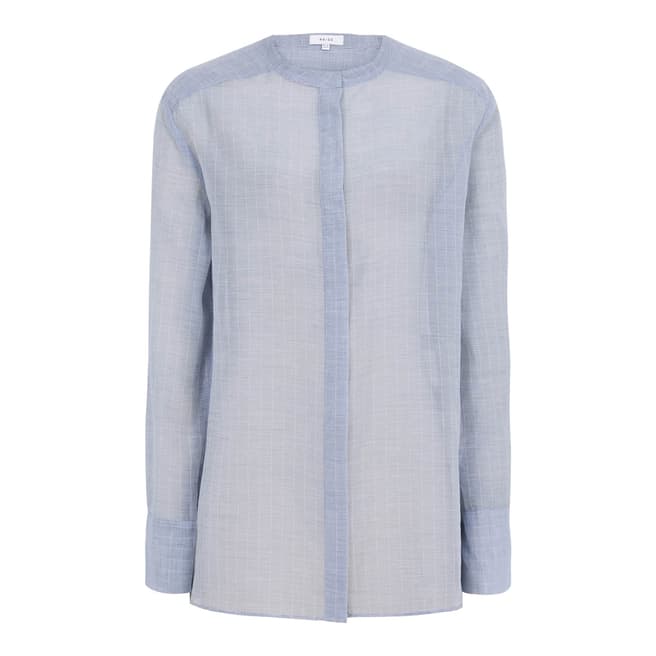 Reiss Blue Longline Cotton/Silk Shirt
