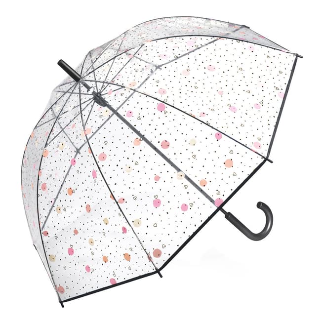 Essentials by Happy Rain Transparent Dots and Heart Birdcage Umbrella