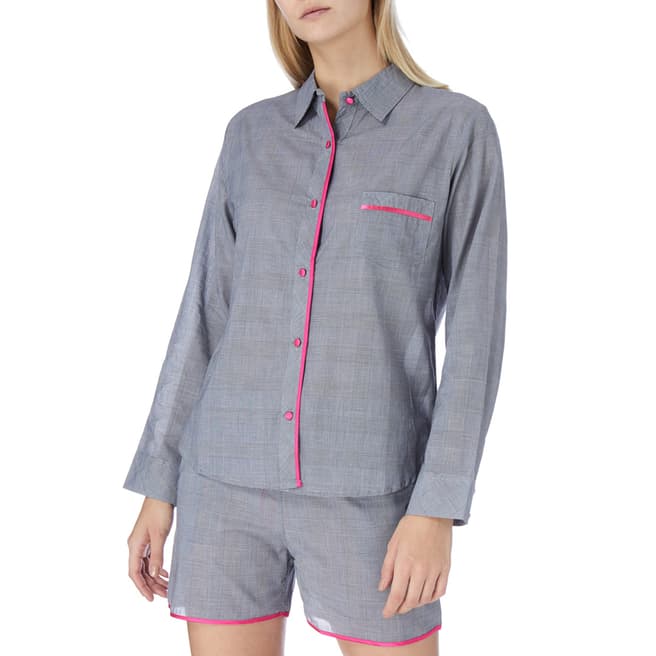 Cottonreal Grey Lyon Check Cotton Shortie Pyjamas