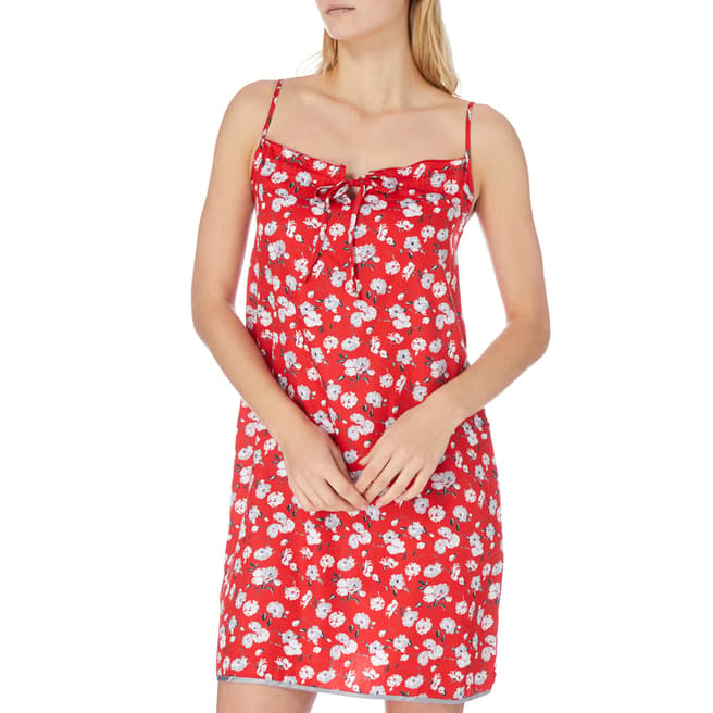 Cottonreal Red SuperSateen Lotus Blossom Frill Cotton Chemise
