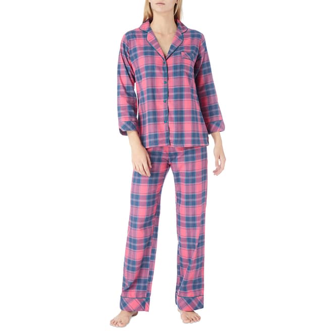 Cottonreal Pink Deluxe Twill Checked Cotton Pyjamas