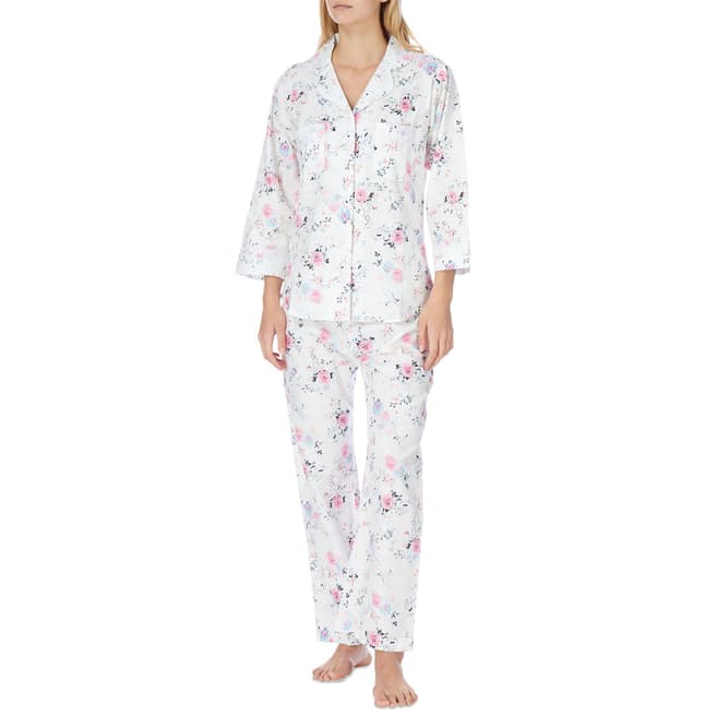 Cottonreal White Virginia English Rose Cotton Classic Pyjamas