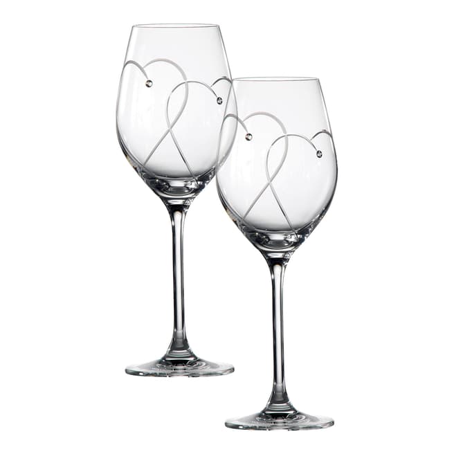 Royal Doulton PROMISES Wine Glass Two Hearts Set of 2