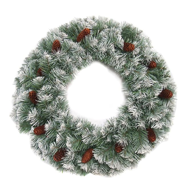 The National Tree Company Lakeland Spruce 24inch Wreath with Cones