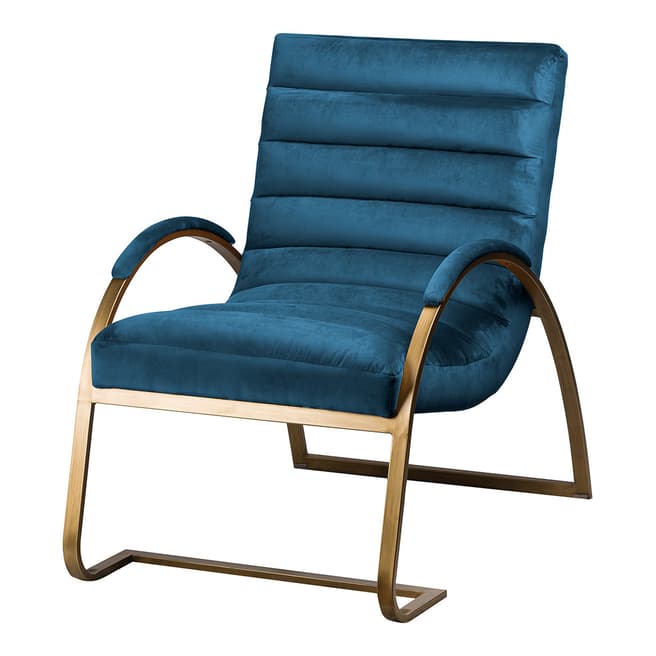 Hill Interiors Navy And Brass Ribbed Ark Chair