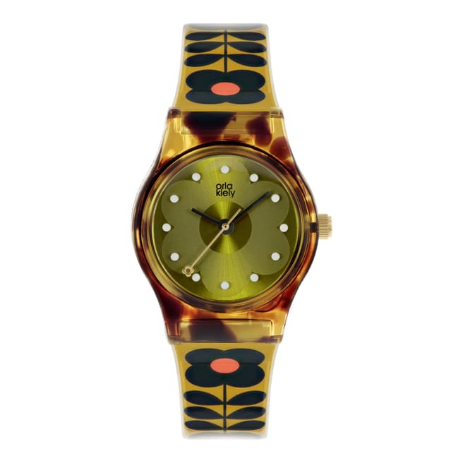 Orla Kiely Mustard Tortoise Plastic Strap Watch