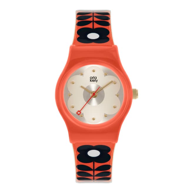 Orla Kiely Orange Plastic Strap Watch