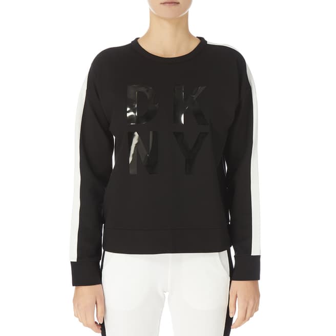 DKNY Black Long Sleeve Cropped Sweatshirt