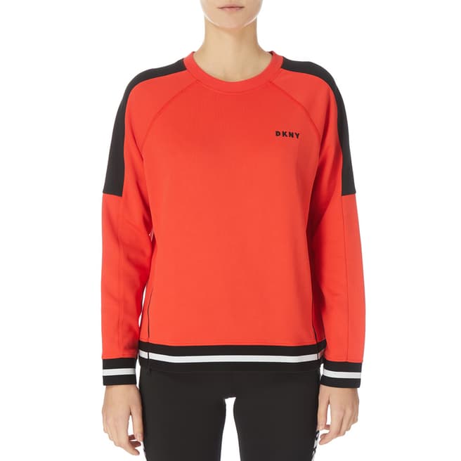 DKNY Orange Boxy Colour Block Sweatshirt