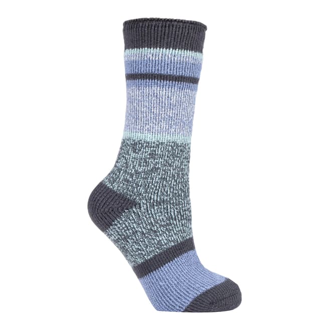 Heat Holders Grey/Multi Ladies Block Twisted Stripe Socks
