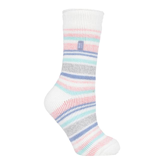 Heat Holders White/Multi Ladies Multi Twisted Stripe Socks