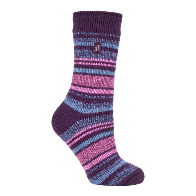 Heat Holders Purple/Multi Ladies Multi Twisted Stripe Socks