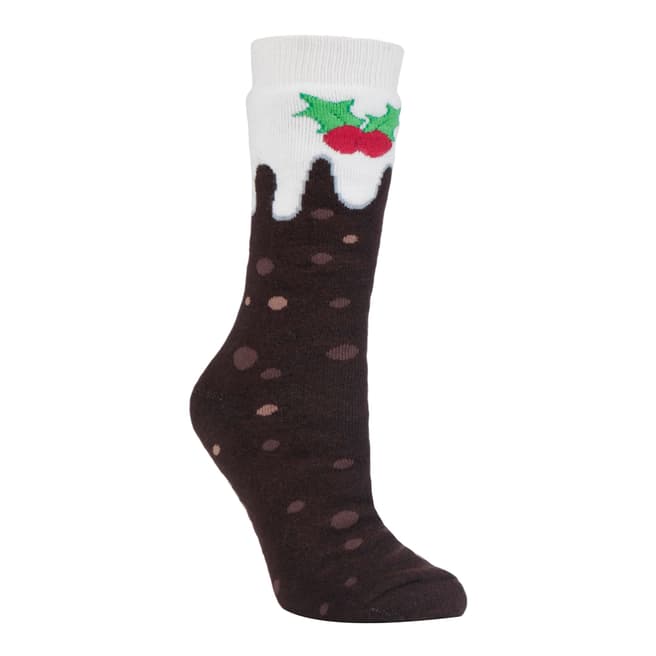 Heat Holders Multi Ladies Double Layer Christmas Pudding Socks