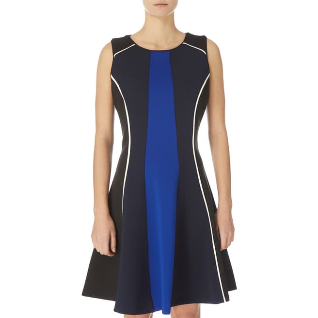 DKNY Black/Blue Sleeveless Knit Dress