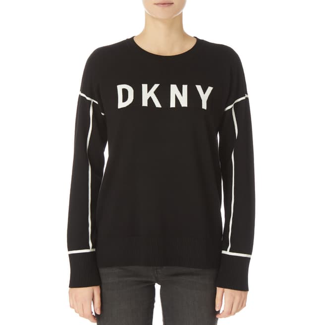 DKNY Black Crew Neck Logo Sweater