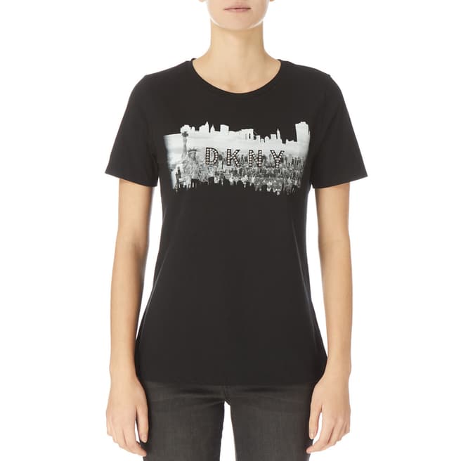 DKNY Black Short Sleeve Knit T- Shirt 