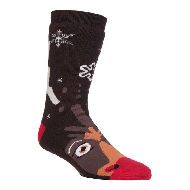 Heat Holders Multi Mens Double Layer Christmas Rudolph Socks