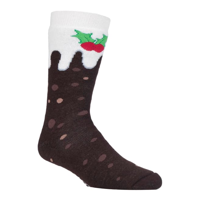 Heat Holders Multi Mens Double Layer Christmas Pudding Socks