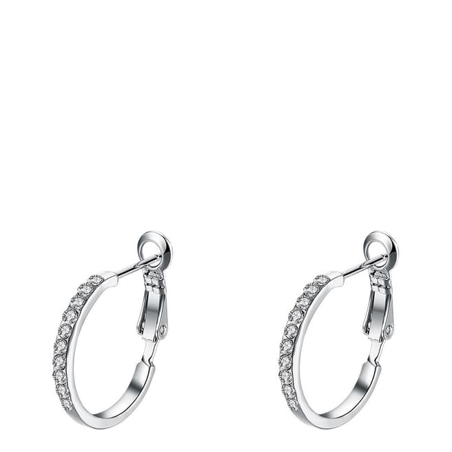 Ma Petite Amie White Gold Plated Hoop Earrings with Swarovski Elements