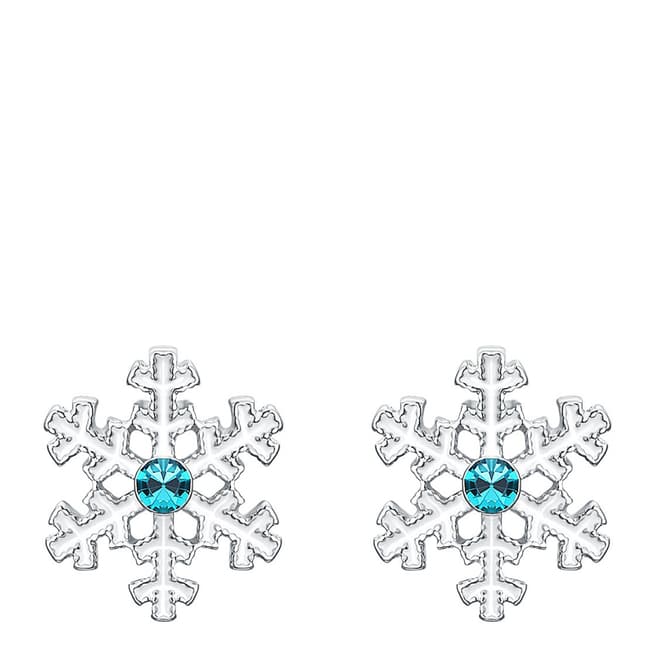 Ma Petite Amie Silver Plated Snowflake Stud Earrings with Swarovski Elements