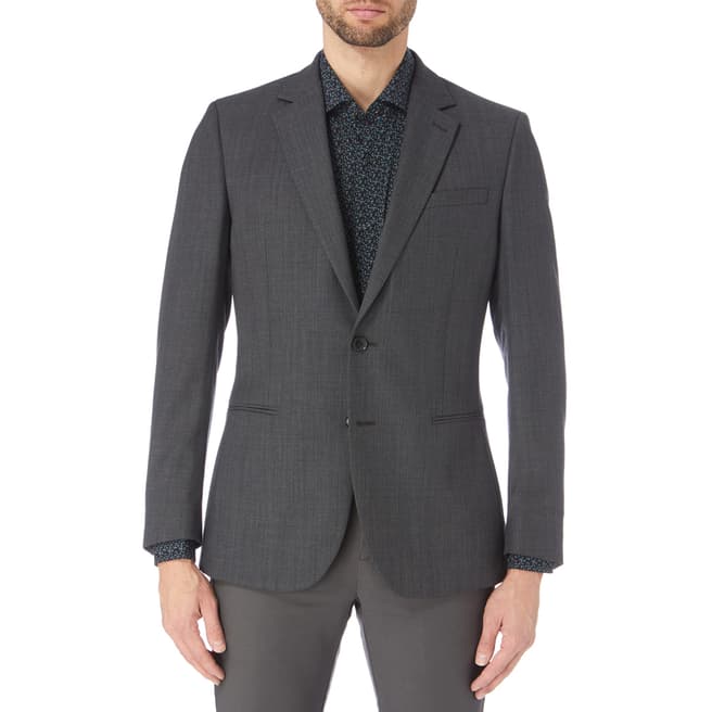 Reiss Grey Duke Textured Slim Suit Jacket