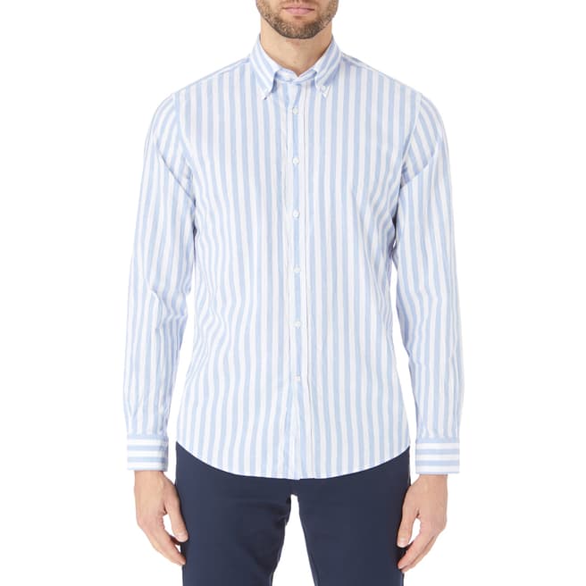 Reiss Blue Stripe Granger Linen Shirt