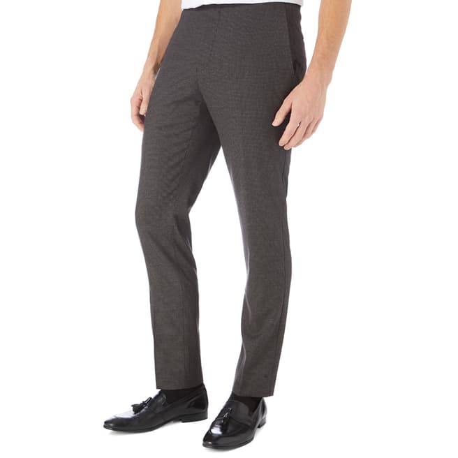 Reiss Charcoal Wool Dogtooth Trousers