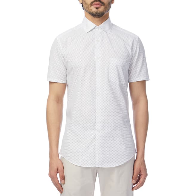 Reiss White/Black Micro Printed Cotton Shirt