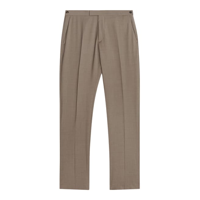Reiss Taupe Pryce Wool Slim Stretch Trousers