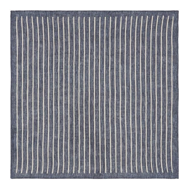 Reiss Indigo Road Linen Stripe Handkerchief