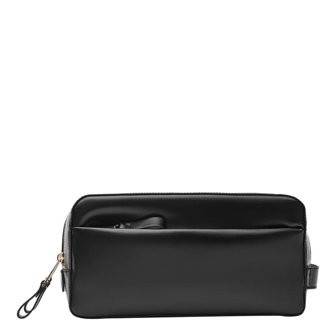 Reiss Black Mountwell Leather Wash Bag