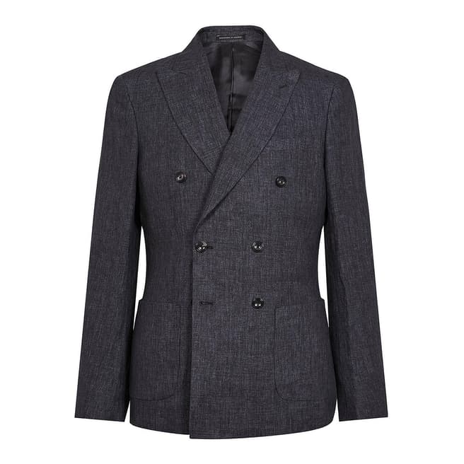 Reiss Charcoal Leach Linen Slim Suit Jacket