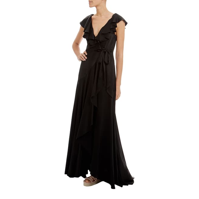Temperley London Black Juliette Silk Ruffle Dress