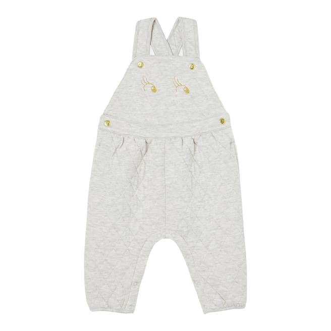Petit Bateau Grey Long Quilted Tube-Knit Dungarees