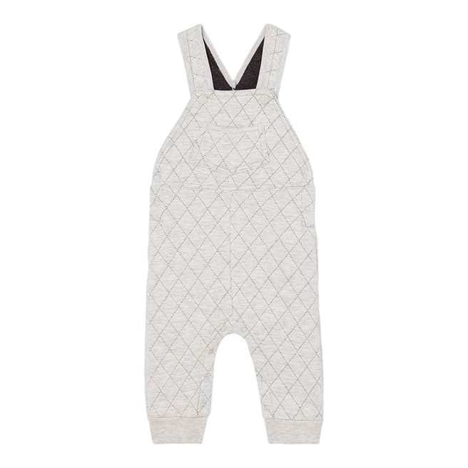 Petit Bateau Grey Long Quilted Tube-Knit Dungarees