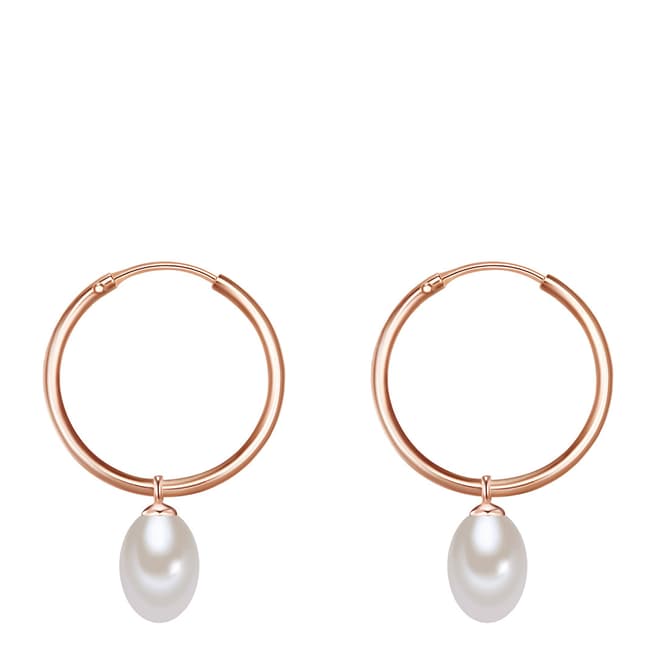 Yamato Pearls White/Rose Gold Pearl Hoop Earrings