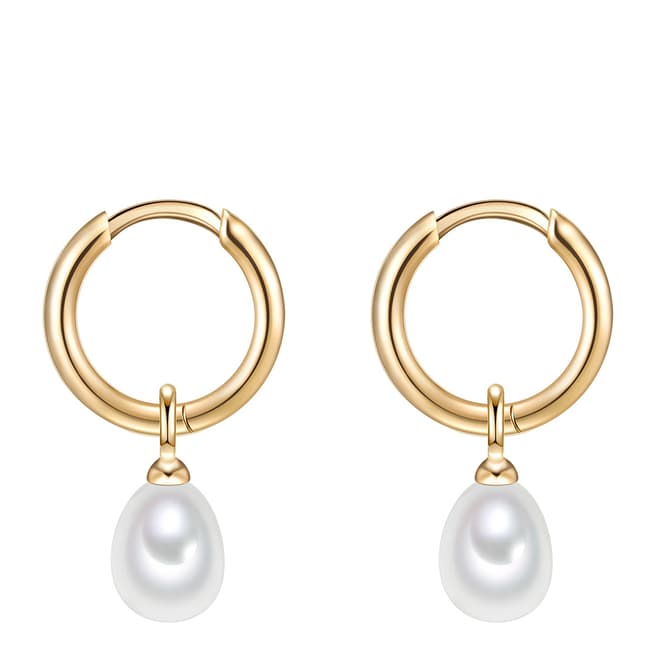 Yamato Pearls White/Gold Pearl Hoop Earrings