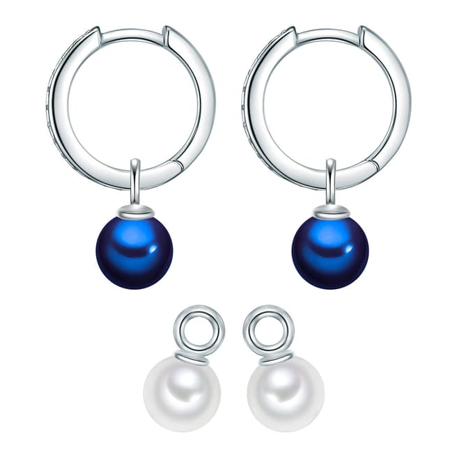 Nova Pearls Copenhagen White/Blue Pearl Hoop Earring Set