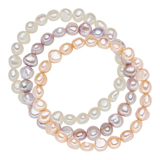 Yamato Pearls White/Light Orange/Lilac Pearl Bracelet Set