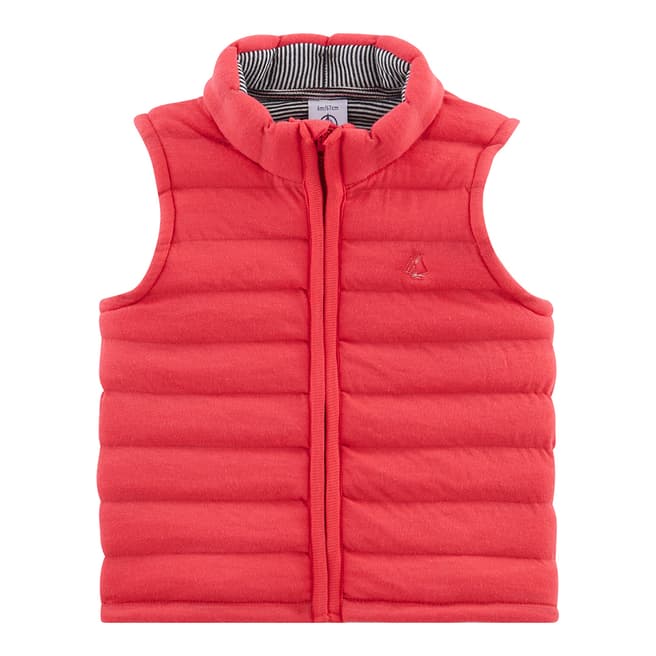 Petit Bateau Red Sleeveless Quilted Jacket