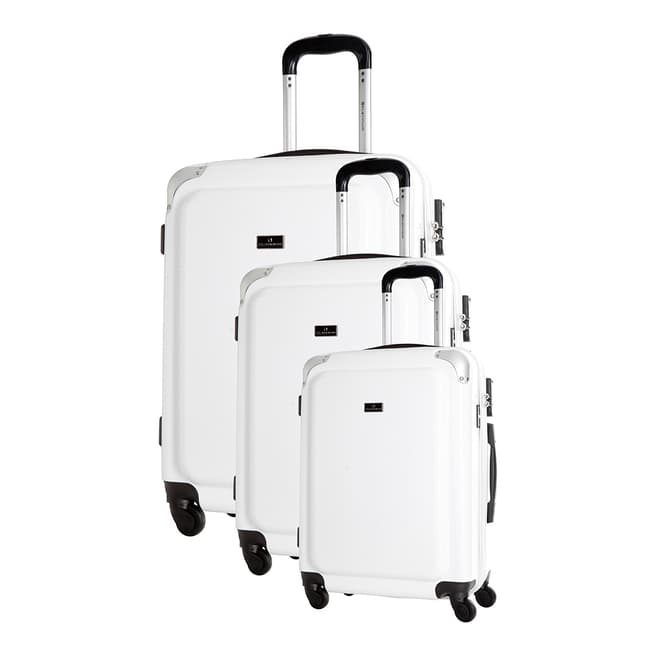 Platinium White Riverlea 4 Wheel Suitcase Set S/M/L