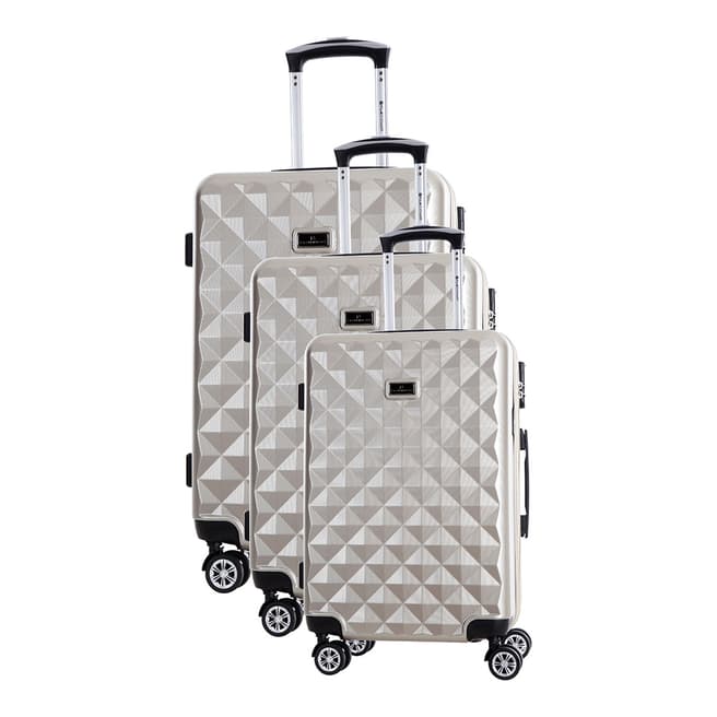 Platinium Beige Greenlane 8 Wheel Suitcase Set S/M/L
