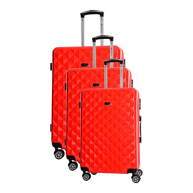 Platinium Red Greenlane 8 Wheel Suitcase Set S/M/L