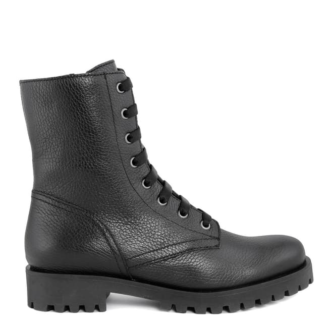 Bluetag Black Leather Ankle Boot